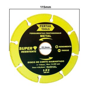 Disco de Corte para Metal Diamantado Segmentado 115x22mm | 03 Un