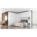 Ver imagem 1 de Quarto Modulado Casal Bari 5 Peças 1 Armário Ponte + 1 Closet + 2 Guarda Roupas + 1 Complemento