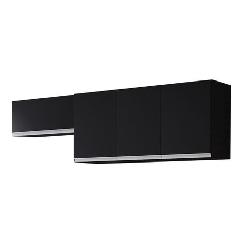 Conjunto de Armários Aéreo Cozinha Planejada Lux 120cm e 80cm 100% Mdf Preto Tx Fosco - Desk
