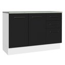 Ver imagem 1 de Balcão de Pia Cozinha 2 Portas e 3 Gavetas (com Tampo) Branco/preto Agata Madesa Branco/preto