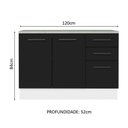 Ver mais imagens de Balcão de Pia Cozinha 2 Portas e 3 Gavetas (com Tampo) Branco/preto Agata Madesa Branco/preto