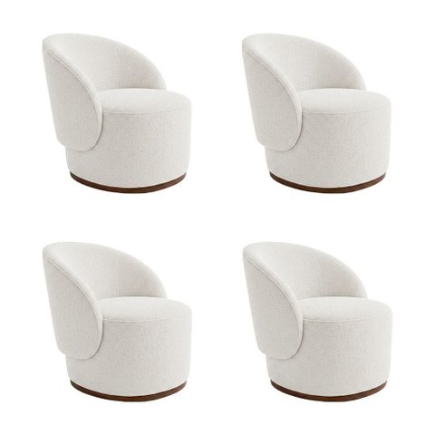 Kit 4 Poltronas Orgânicas Decorativas Premium Bouclê Italiano para Sala e Clínica Off White