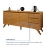 Buffet para Sala de Jantar  100% MDF 3 Portas Pés em Madeira Maciça Málaga - 6