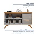 Ver imagem 5 de Buffet para Sala de Jantar Laqueado 100% MDF 2 Portas Pés Madeira Maciça Málaga