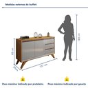 Ver imagem 7 de Buffet para Sala de Jantar Laqueado 100% MDF 2 Portas Pés Madeira Maciça Málaga