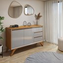 Ver imagem 1 de Buffet para Sala de Jantar Laqueado 100% MDF 2 Portas Pés Madeira Maciça Málaga