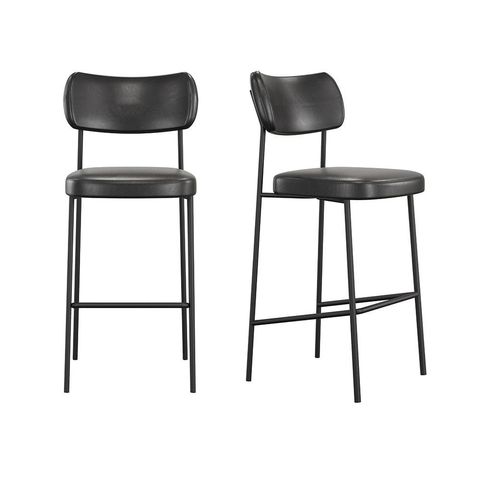 Conjunto 2 Banquetas Alta Stela para Cozinha Courino Preto - Vallisa Decor