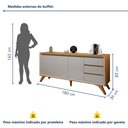 Ver imagem 7 de Buffet para Sala de Jantar Laqueado 100% MDF 3 Portas Pés em Madeira Maciça Málaga