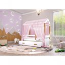 Ver imagem 3 de Bicama Montessoriana Solteiro Montessori Exclusiv Fio de Luz com Colchão e Voal Rosa MDF Branco