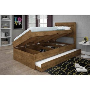 CAMA SOLTEIRO BAU LARISSA COM CAMA AUXILIAR DANI MALBEC