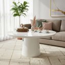 Ver imagem 1 de Mesa de Centro Base Cone Laqueada Redondo MDF Madeira 70cm Branco