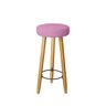 Kit 2 Banqueta Alta Elegance Bar Balcão Cozinha Bancada Pé Castanho Suede Rose - Móveis Mafer BANQUE - 2