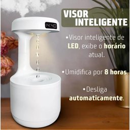 Umidificador De Ar Anti-Gravidade Suspensão De Gotas Led Com Relogio - 3