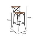 Ver imagem 3 de Kit 3 Banquetas Industrial em Aço e Madeira Maciça Laís Preto/Castanho