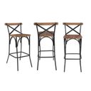 Ver imagem 2 de Kit 3 Banquetas Industrial em Aço e Madeira Maciça Laís Preto/Castanho