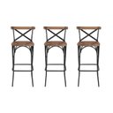 Ver imagem 1 de Kit 3 Banquetas Industrial em Aço e Madeira Maciça Laís Preto/Castanho