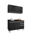 Ver imagem 2 de Conjunto Balcão de Cozinha Pursat 6 Portas 2 Prateleiras MDP-BP 120cm Preto