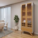 Ver imagem 2 de Cristaleira Reflecta 100% MDF 2 Portas Pés Madeira Maciça com Led Ávila