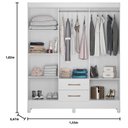 Ver imagem 3 de Guarda Roupa Casal Panamá com Cômoda Vênus e Armário Multiuso New Íris Branco Brilho– Moval