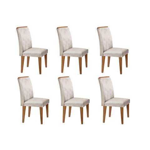 Kit 6 Cadeiras Sala Jantar Lunara 6 Un Imbuia/suede Creme - Rufato