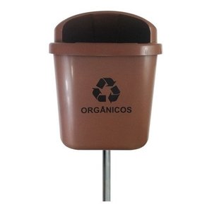 Cesto Individual Lixeira Coleta Seletiva 40 Litros Com Poste:Marrom
