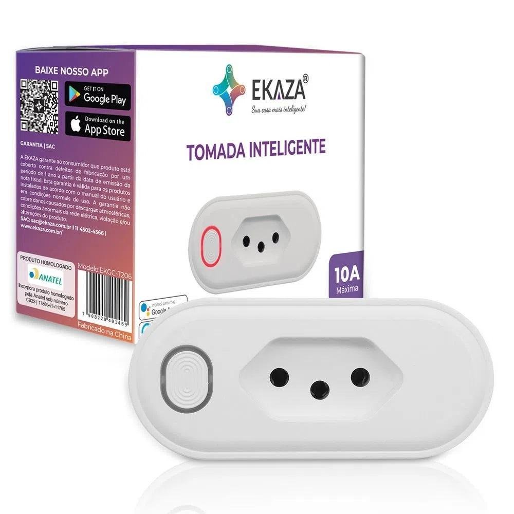 Tomada Inteligente Wifi Ekaza 10a com Medição Google Alexa