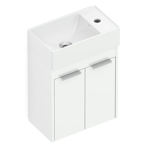 Kit Gabinete Saveiro 2 Portas 40x22 com Lavatório Integrado Celite Branco
