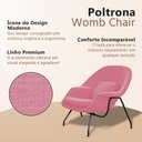 Ver imagem 3 de Poltrona Womb Chair sem Puff Linho Base Preta Linha Premium Sala Quarto Leitura Moderna Luxo - Rosa