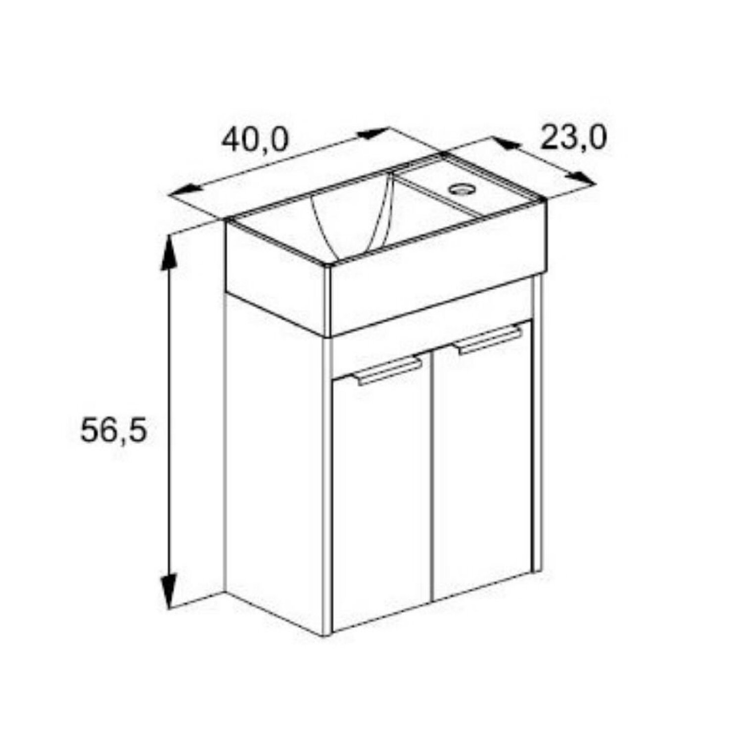 Kit Gabinete Saveiro 2 Portas 40X22 com Lavatório Integrado Celite  - 2