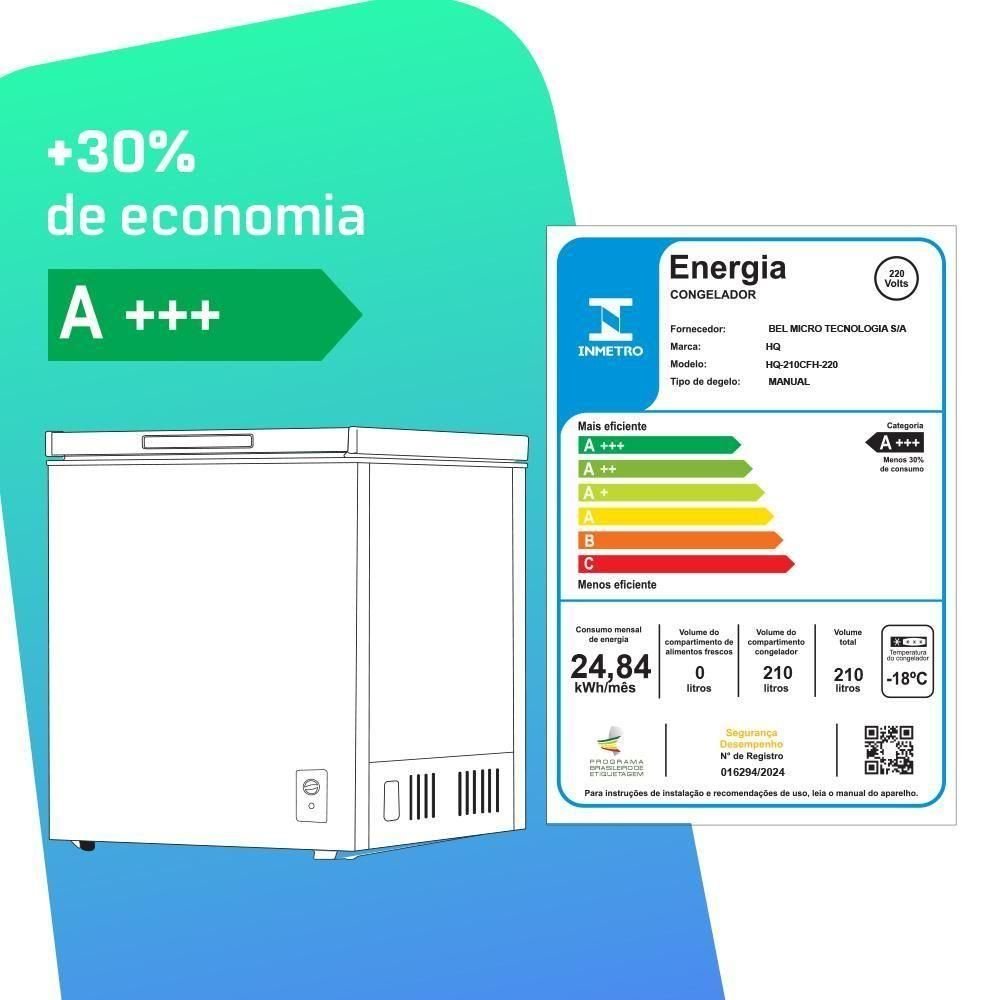 Freezer e Conservador Horizontal Hq 210 Litros Branco Hq-210cfh 110v - 10