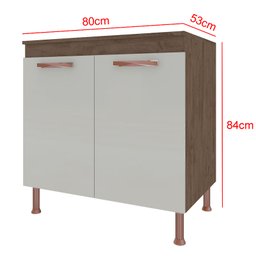 Balcão 80cm 2 Portas com Tampo Cozinha Armário Cooktop - 4