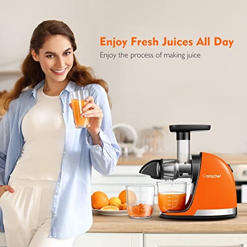 Amzchef Slow Juicer de Pressão a Frio com Função Reversa (laranja Sol) - 2