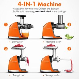 Amzchef Slow Juicer de Pressão a Frio com Função Reversa (laranja Sol) - 5
