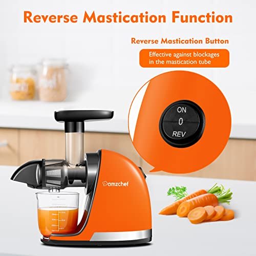 Amzchef Slow Juicer de Pressão a Frio com Função Reversa (laranja Sol) - 3