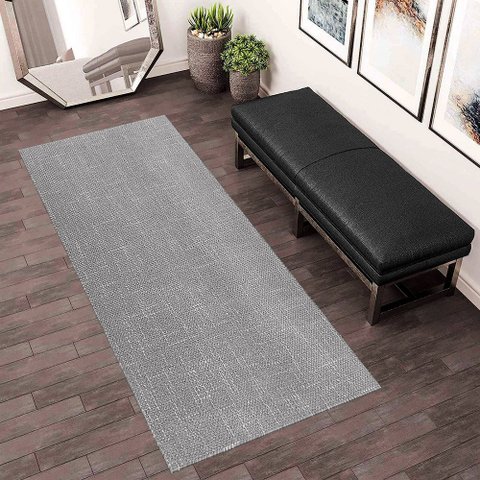 Tapete Passadeira Sisal Sintético 70x200cm Antiderrapante Cinza