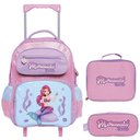 Ver imagem 1 de Kit Mochila Rodinha Lancheira Estojo Infantil Escolar Menina Ariel Pequena Sereia Mermaid Yins