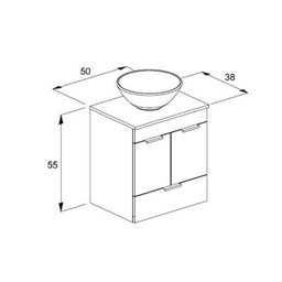 Kit Gabinete Basic com 2 Portas 50x38 com Cuba de Apoio R1 - 2