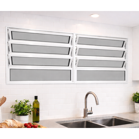 Vitro Basculante 2 Seções de Alumínio Branco 80x120 Linha 25