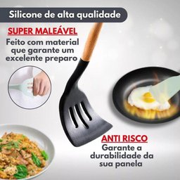 Jogo 12 Peças Utensílios Silicone Colher Espátula e Concha - 3