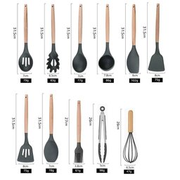 Jogo 12 Peças Utensílios Silicone Colher Espátula e Concha - 4
