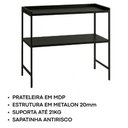 Ver imagem 4 de Aparador Estante Multiuso para Cozinha 2 Prateleiras Londres Pé de Ferro - Jm3 Móveis:preto