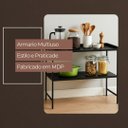 Ver imagem 3 de Aparador Estante Multiuso para Cozinha 2 Prateleiras Londres Pé de Ferro - Jm3 Móveis:preto