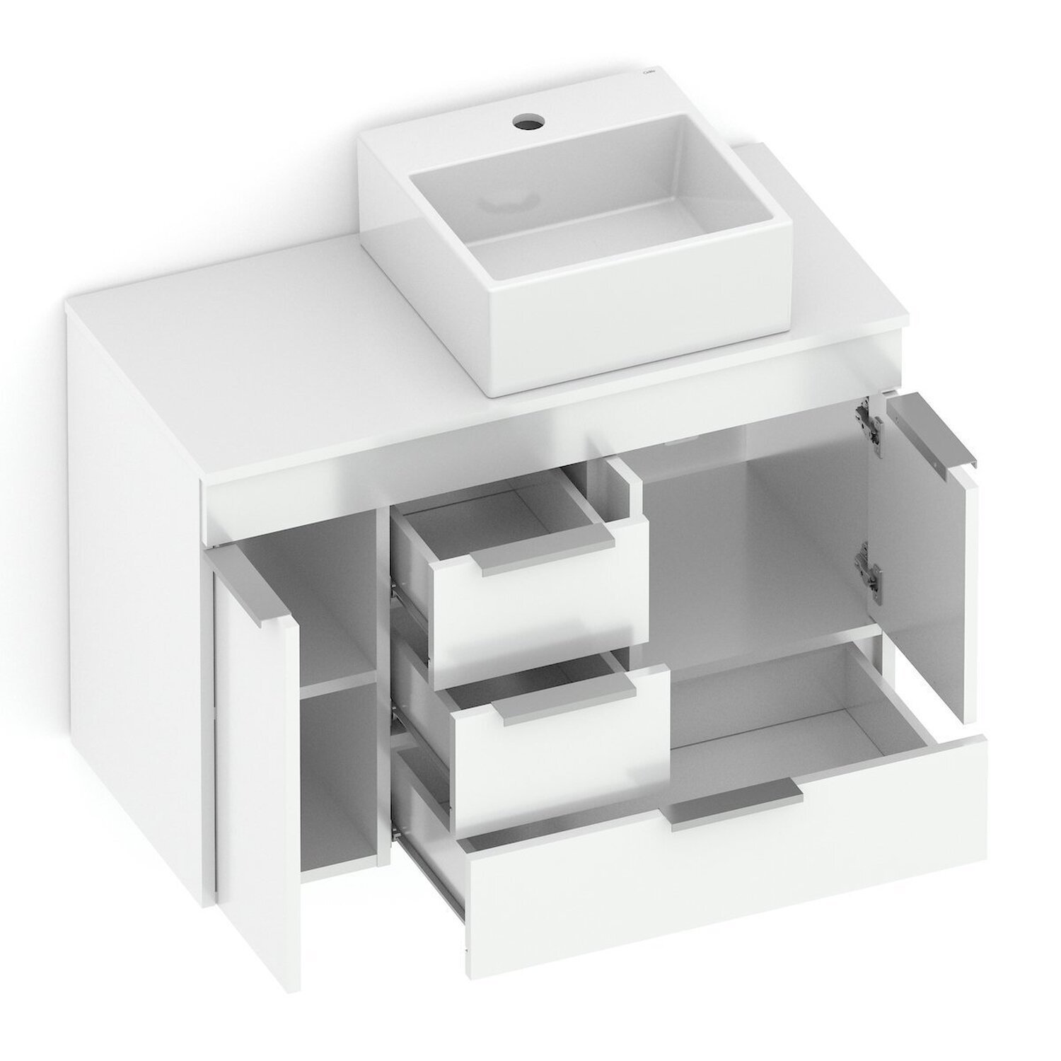 Kit Gabinete Basic com Gaveta e Porta 80x38 com Cuba de Apoio Q6 - 5