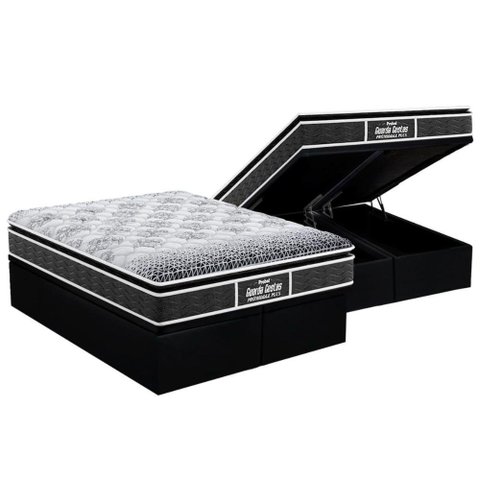 Cama Box Baú Queen: Colchão Ortopédico Probel D28 / EP Guarda Costas PróMiddle Plus Pillow Top