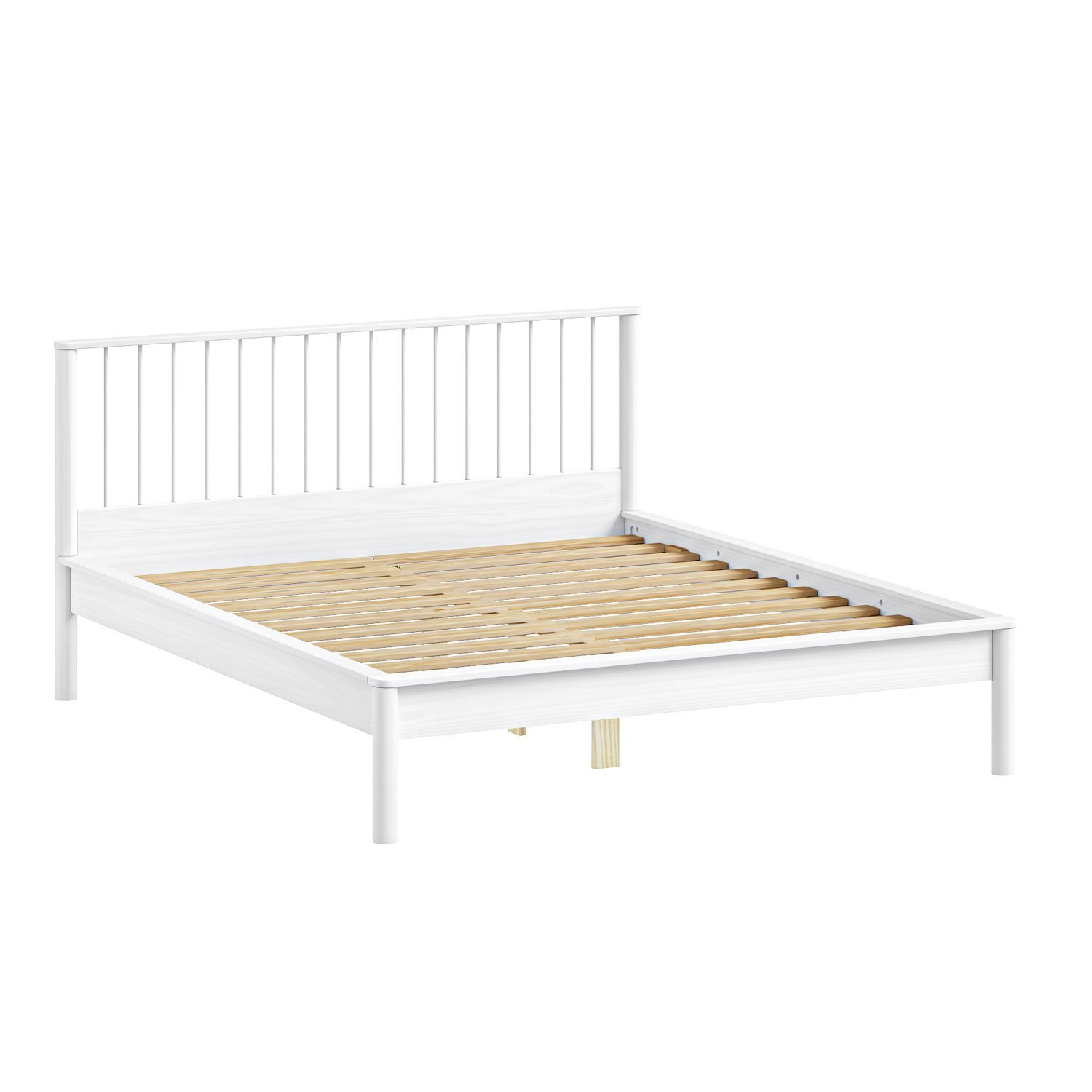 Cama Queen Casal de Madeira Maciça Moderna Apoana Branco - 2