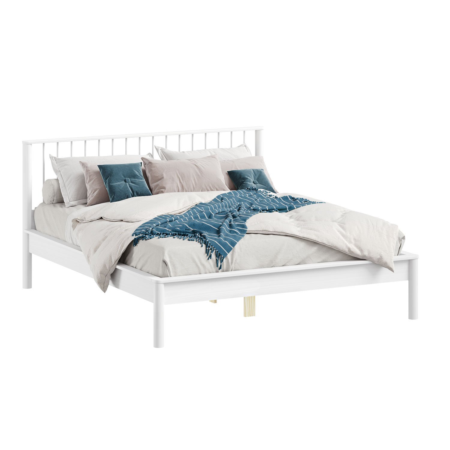 Cama Queen Casal de Madeira Maciça Moderna Apoana Branco - 7