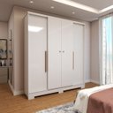 Ver imagem 1 de Guarda-roupa Solteiro Varsóvia 4 Portas 2 Gavetas Branco - Panorama Móveis