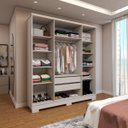 Ver imagem 2 de Guarda-roupa Solteiro Varsóvia 4 Portas 2 Gavetas Branco - Panorama Móveis