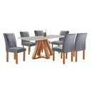 Ver imagem 1 de Mesa Kyra 170CMX90CM 6 Cadeiras Canela Tampo Smart Plus Vidro Off White
