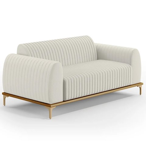 Sofá 180cm 3 Lugares Base Gold Molino D06 Linho C-367 Cru - Mpozenato
